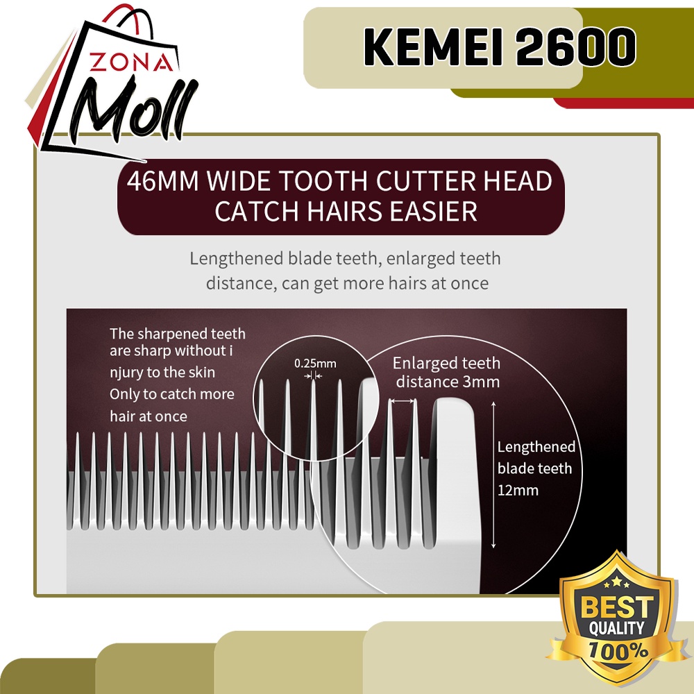 ORI KEMEI KM 2600 ALAT CUKUR RAMBUT KM2600 HAIR PROFESSIONAL CLIPPER RECHARGEABLE ELECTRIC