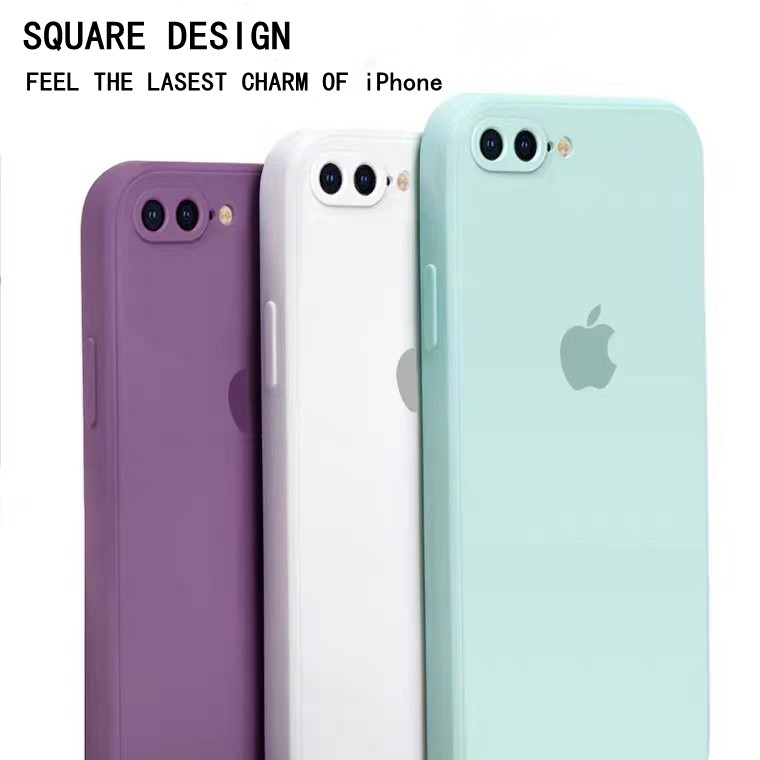 [Free lanyard] Soft Case Bahan Silikon Untuk Square Case Iphone 6 6s 7 8 Plus Case iPhone X XS XR XS MAX