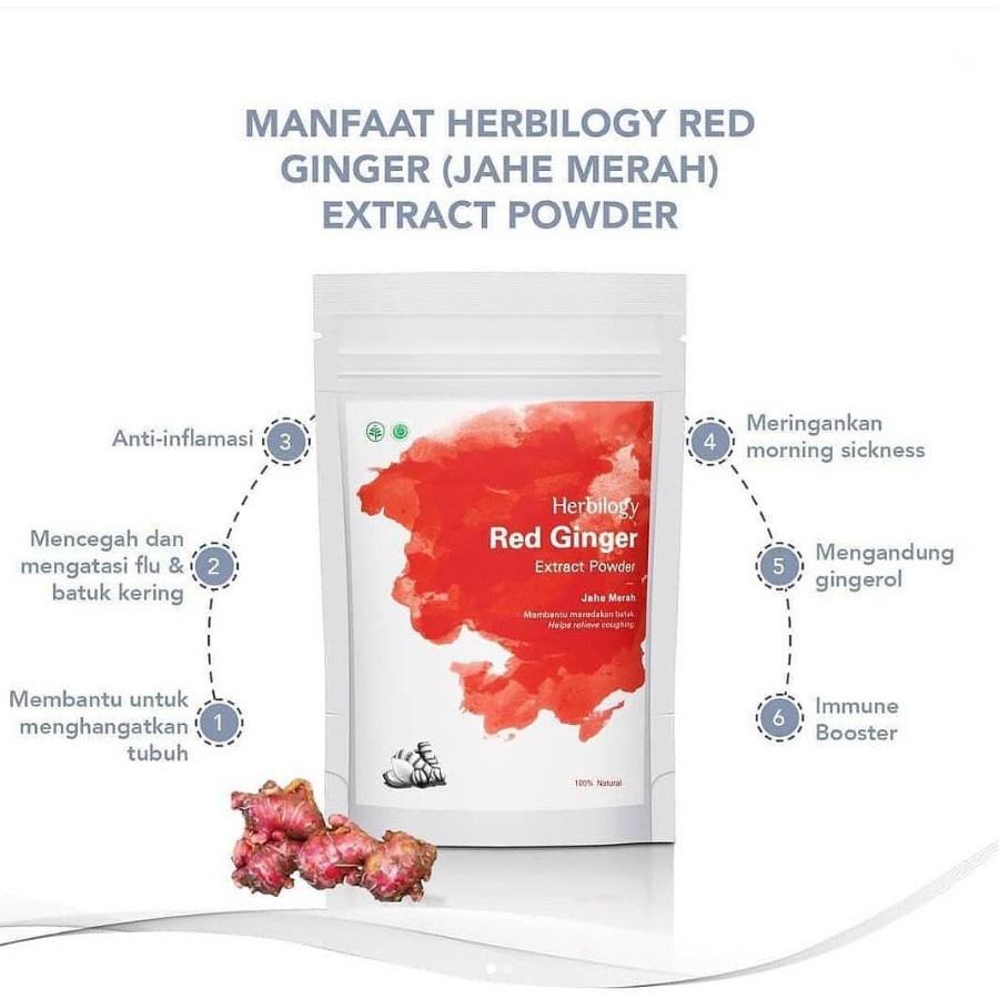 HERBILOGY Red Ginger Extract Powder (Jahe Merah) 100 Gram