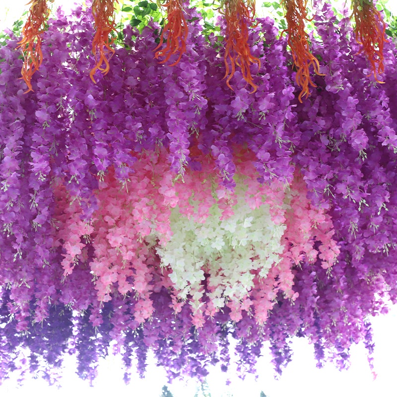 Tanaman Bunga Wisteria Hias Rambat Dekorasi Fleur Dinding Rumah Pelaminan Pajangan Artificial Flowers Daun Juntai Azgalery PBP102