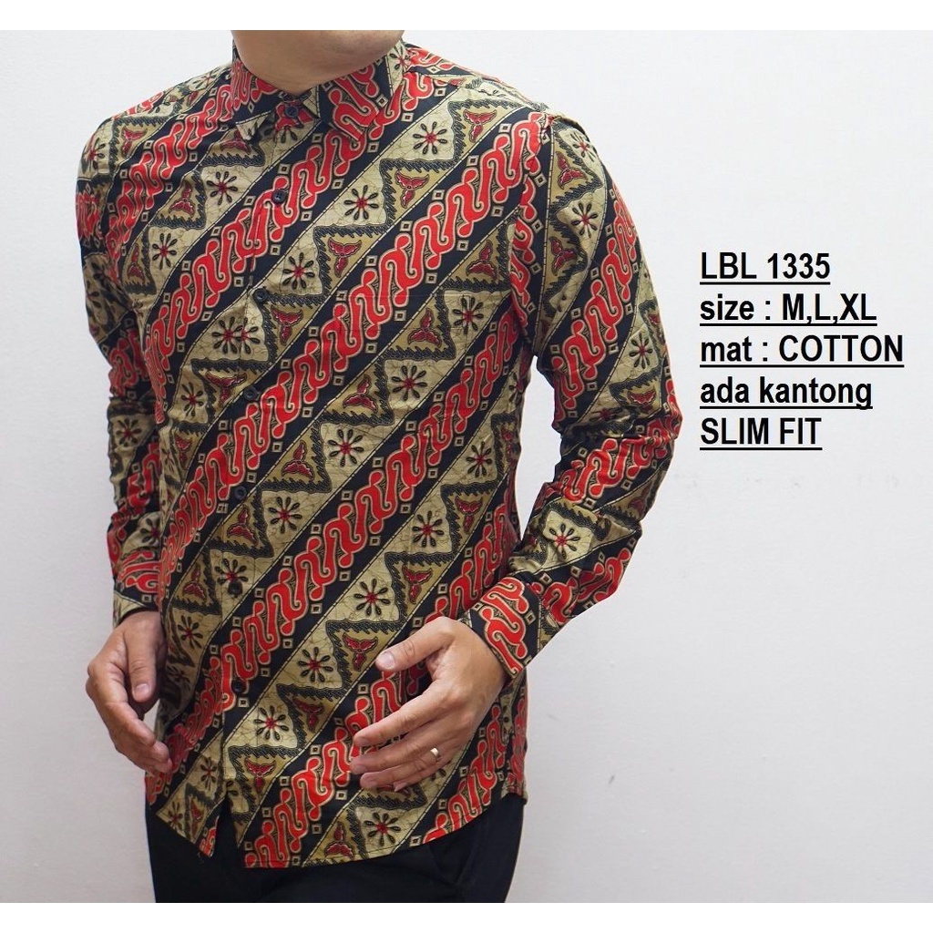 BAJU KEMEJA BATIK PRIA SLIM FIT LENGAN PANJANG NAVY LBL150