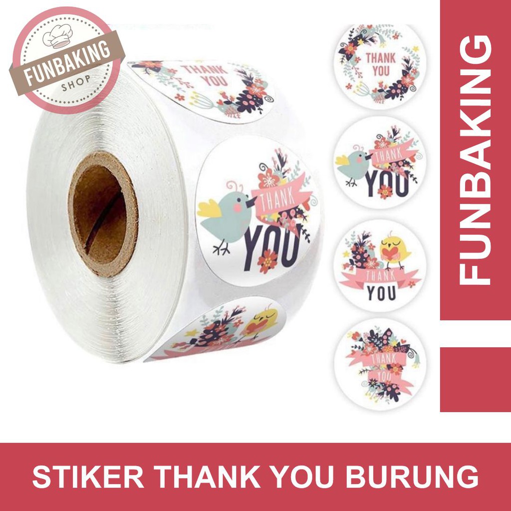 

FunBaking - 500Pcs STIKER THANKYOU BURUNG THANK YOU
