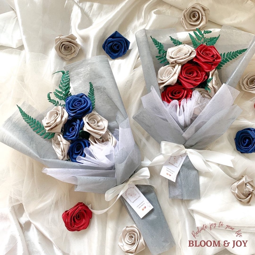 Bloom&amp;Joy Buket bunga satin bunga mawar untuk pertunangan anniversary buket wisuda ulangtahun sidang flower bouquet kado murah kado cewek cowok hadiah unik