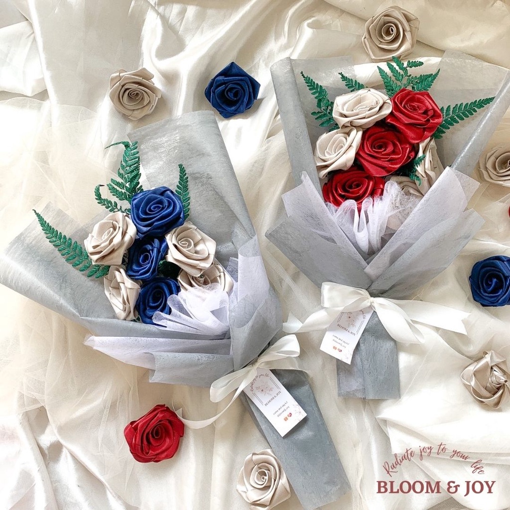 Bloom&Joy Buket bunga satin bunga mawar untuk pertunangan anniversary buket wisuda ulangtahun sidang