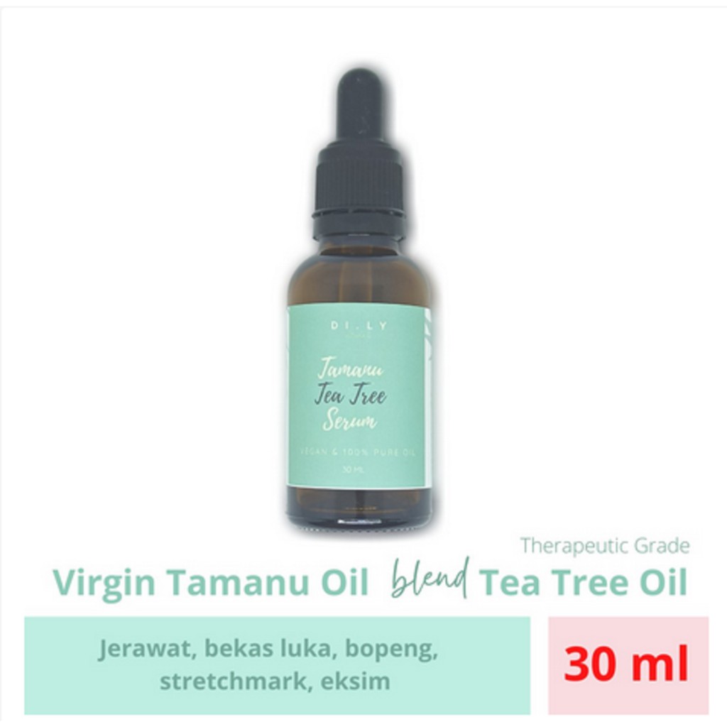 Virgin Tamanu Oil + Tea Tree essential Oil 30ml | Face Oil | Serum Wajah | Obat herbal Jerawat