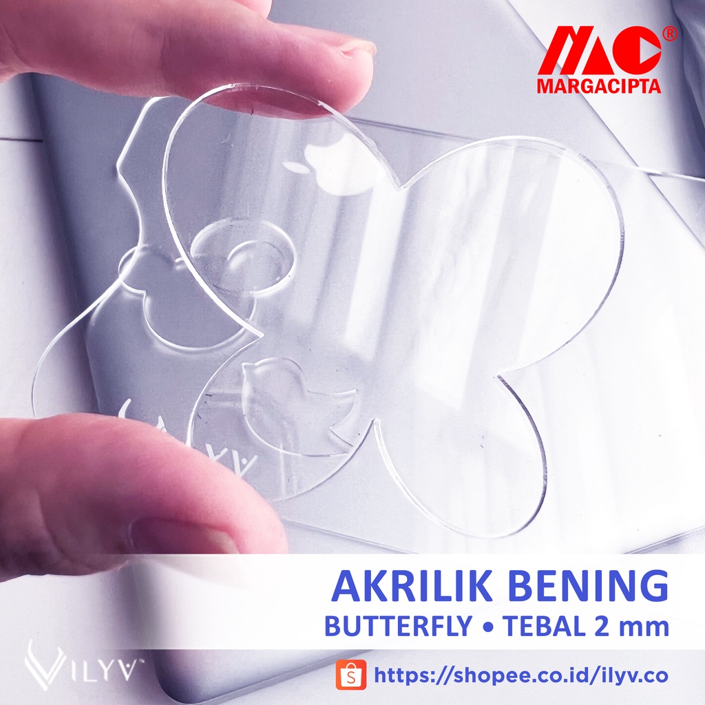 

Akrilik Kupu-kupu Bening 2 mm Marga Cipta / Akrilik Potong Bentuk Kupu Kupu Laser Cutting