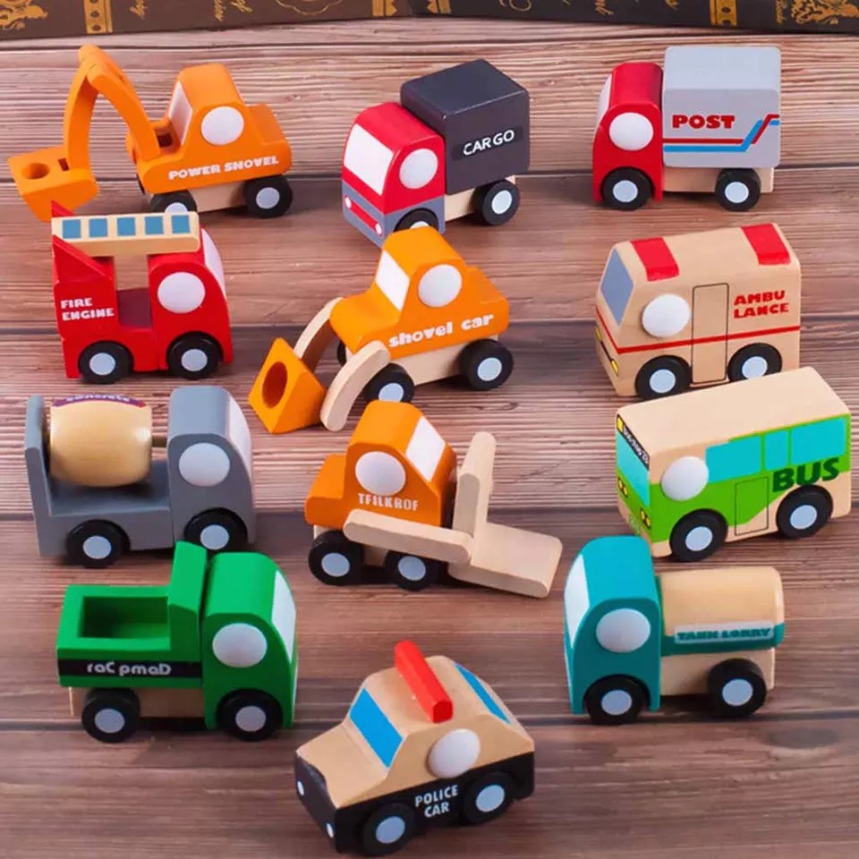 Wooden Transport 12 Anak Mainan Mobil Anak Mobil Mobilan Kado Anak Laki Mainan Bus