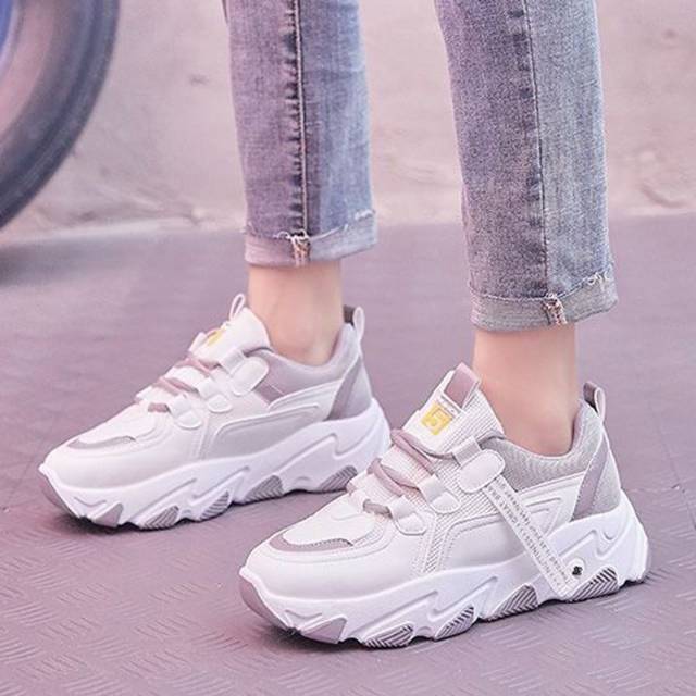 (COD/BAYAR DI TEMPAT) Sneakers Wanita Tali Korean Style Dasar Putih