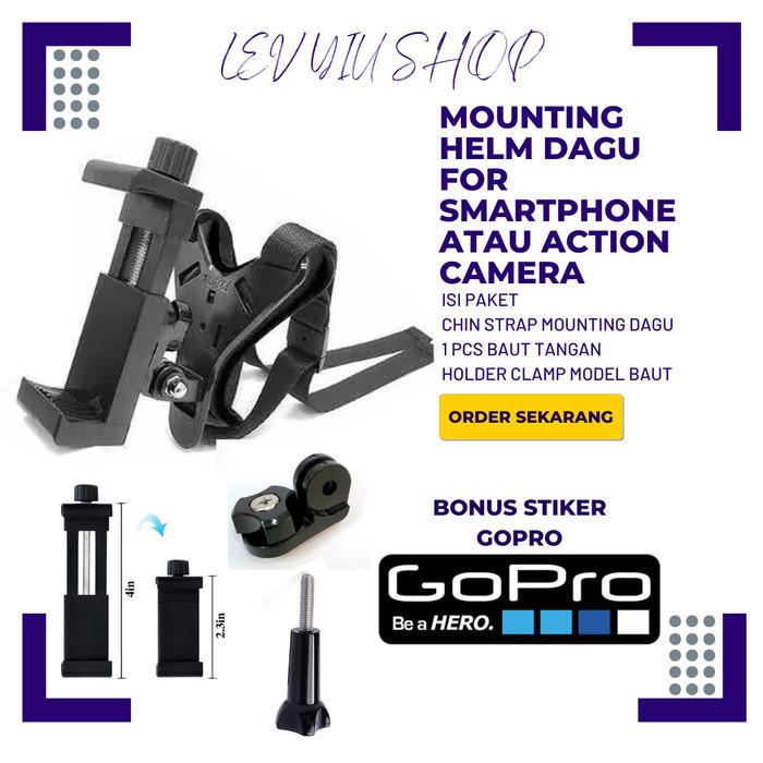 chin mount helm strap bracket motovlog action cam HP Holder Chin Dagu