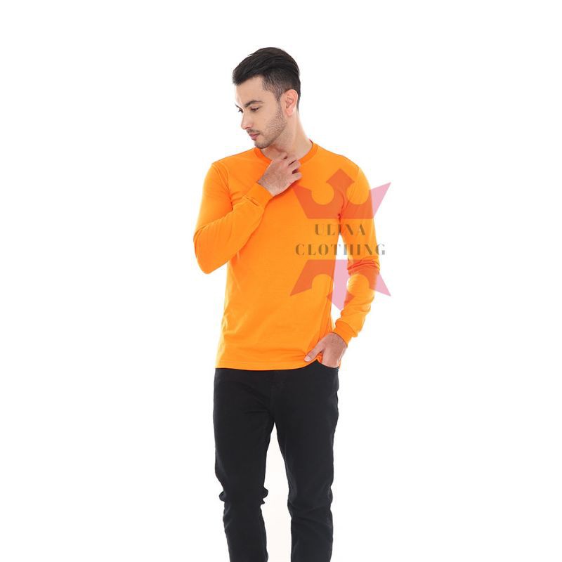 kaos polos orange panjang