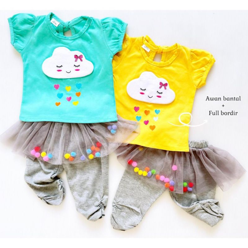 Setelan celana tutu BAYI 3-18 bulan / UNICORN tutu suit / BAJU SETELAN ANAK CELANA TUTU UNICORN AWAN