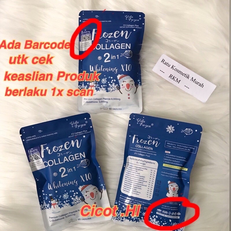 Ready Frozen Collagen 60 kapsul Barcode stok terbaru | Pemutih wajah badan alami 100% Original