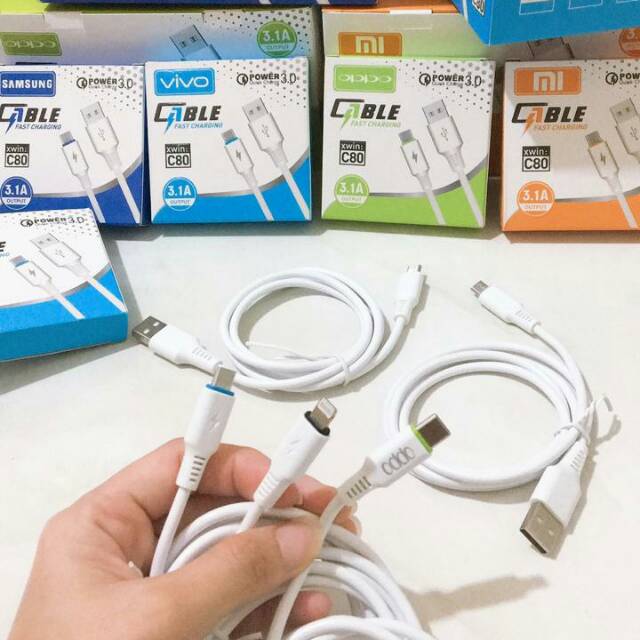 kabel data fast charging 3.1A original + packing C80 / mirco / tipe c