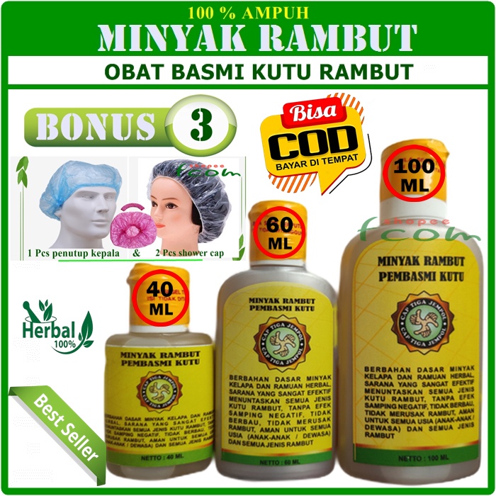 Obat kutu rambut Minyak Basmi Kutu alami aman untuk anak anak - Original tiga jempol