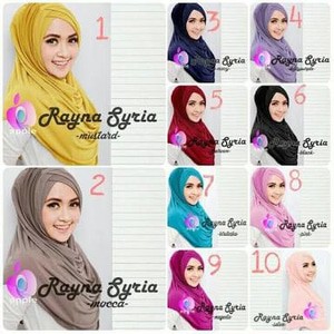 Rayna Premium Hijab Jilbab Instant Syria Rayyna / Hijab Kerudung Instan Jersey Rhayna Non Pet Silang