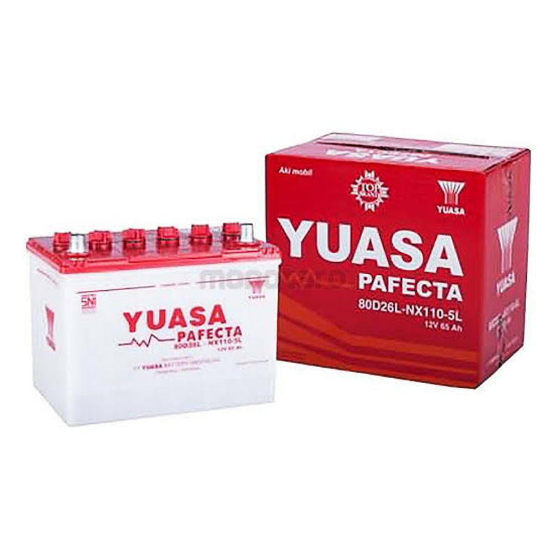 Aki Basah Mobil merk Yuasa 80D26L-NX110-5L 65 Ampere (Innova, Fortuner, Pajero Lama, CX9)