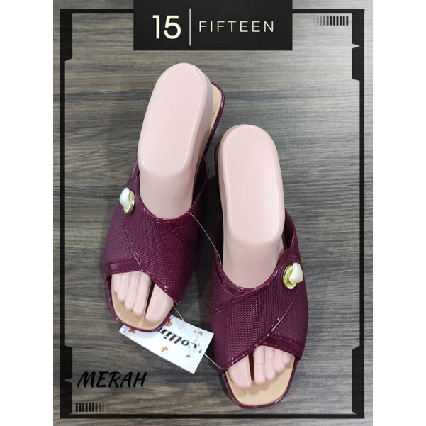 15 SHOP --- Collin ---Sandal Wanita Slip On Sandal Peep Toe Tinggi 4 cm - J1539