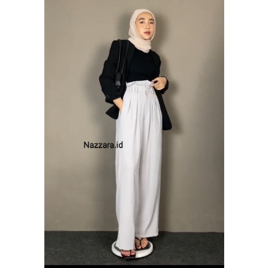 Lexa pants / Celana Kulot Highwaist / Kulot crinkle Fushia by Nazzara.id8