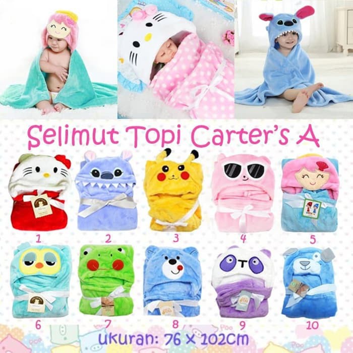 Selimut Bayi Carter Topi Karakter / Selimut Bayi Lembut