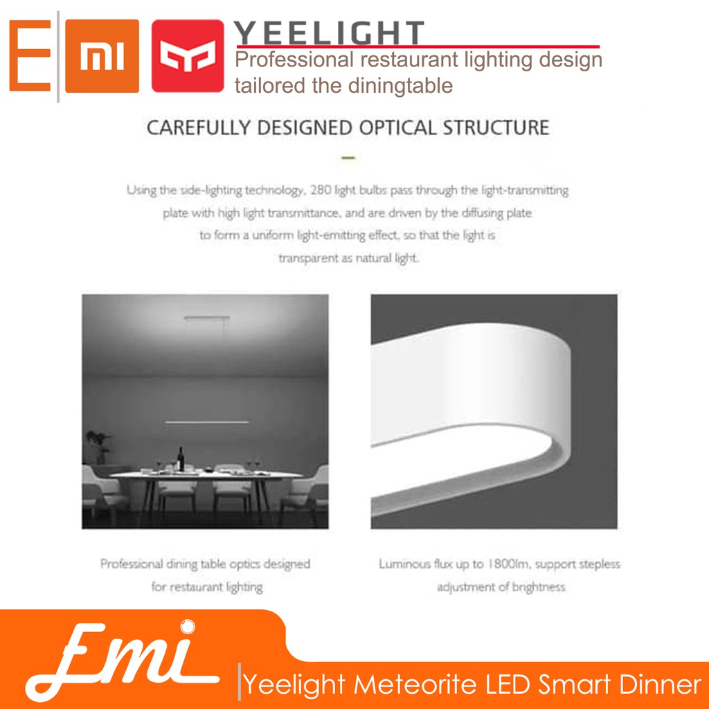 Yeelight Meteorite LED Smart Dinner Pendant Lights Lampu Meja Makan