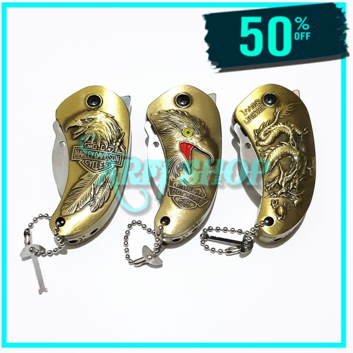 KOREK API GAS PISAU KERAMBIT MINI MODEL HARLEY DAVIDSON UNIK BISA COD