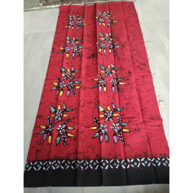 Batik Tulis Ethnic Kontemporer Merah Bahan Katun