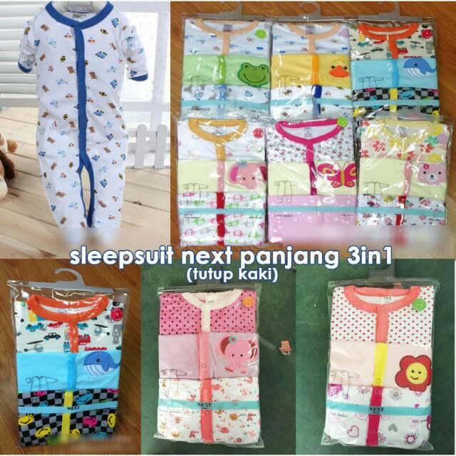 Sleepsuit 3in1 / sleepsuit baby 3pcs / sleepsuit tutup kaki