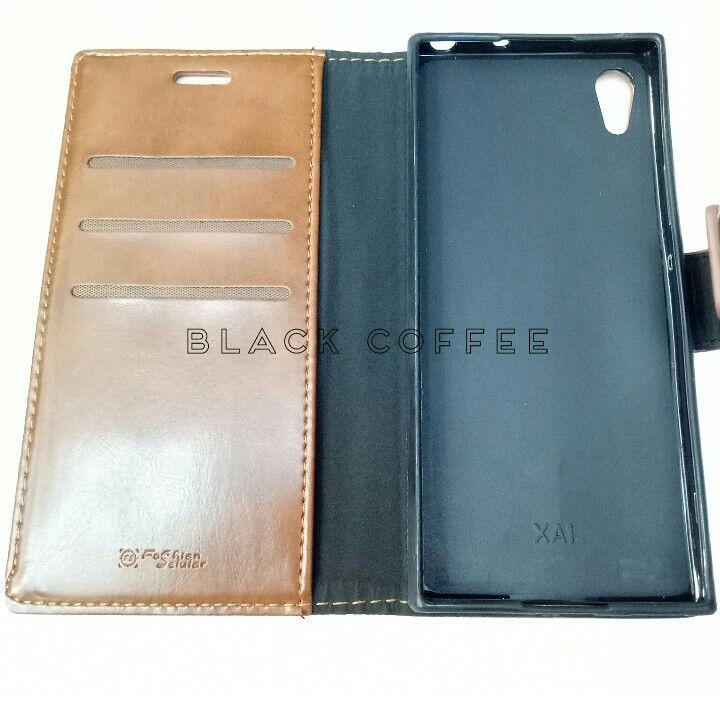 sarung buku kulit xperia xa1 LEATHER CASE FASHION xperia