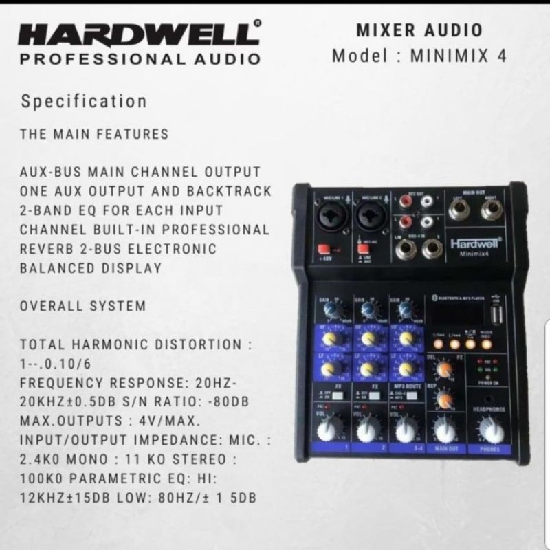 MIXER AUDIO HARDWELL MINIMIX4 - MINI MIX4 4CH