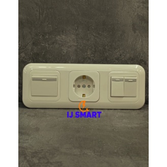 SAKLAR SINGLE + STOP KONTAK + SAKLAR SERIE - 3 GANG PANASONIC - WHITE