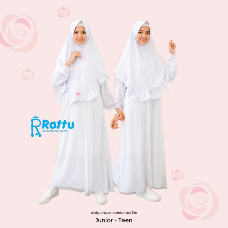 GAMIS WHITE TILE by RATTU|GAMIS PUTIH POLOS|GAMIS ANAK PEREMPUAN PUTIH POLOS|GAMIS ANAK MURAH
