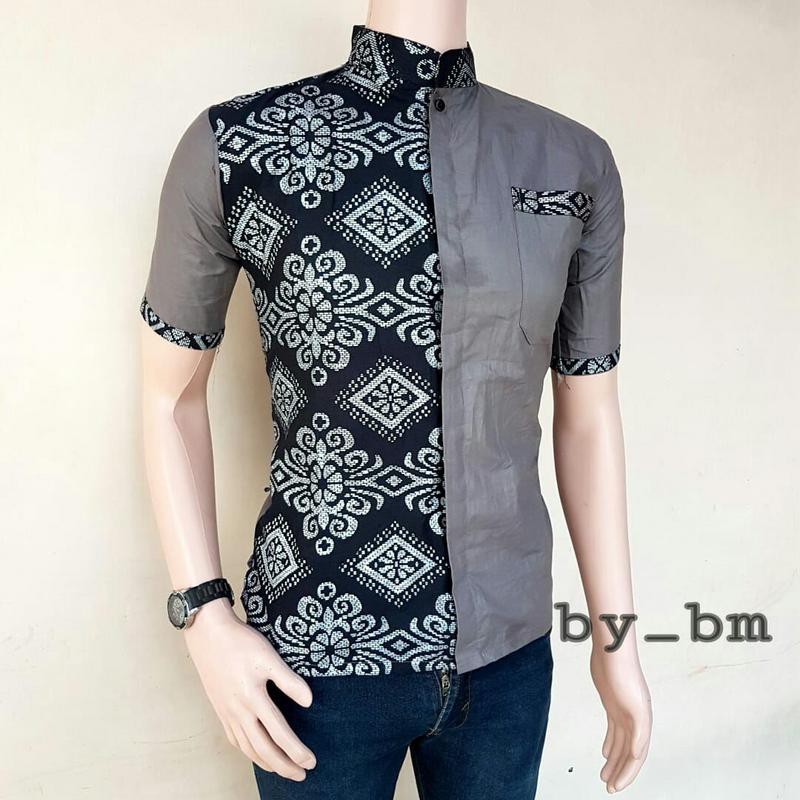  Kemeja  Pria  Polos Kombinasi  Batik  Kumpulan Model  Kemeja 