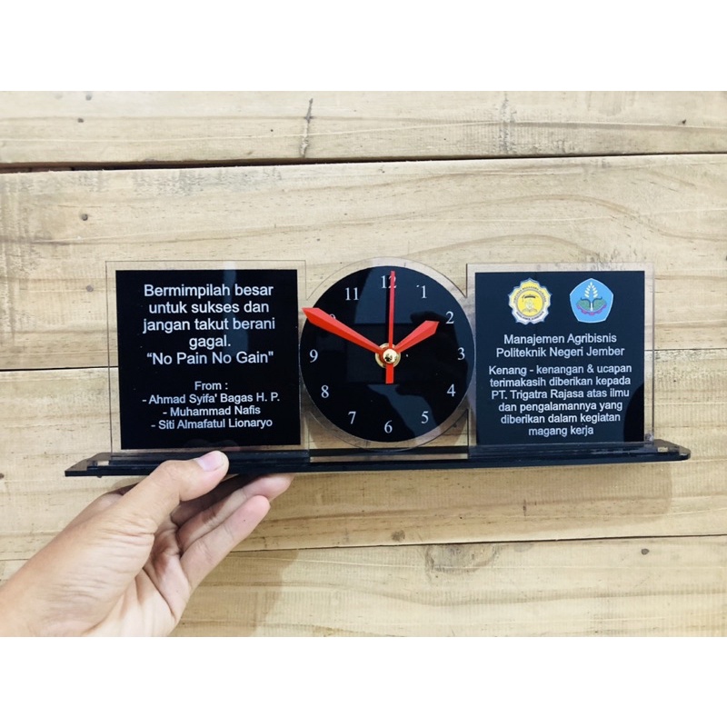 KENANG KENANGAN MAGANG PKL CUSTOM UNIK JAM DUDUK BONUS BOX KADO DAN PITA