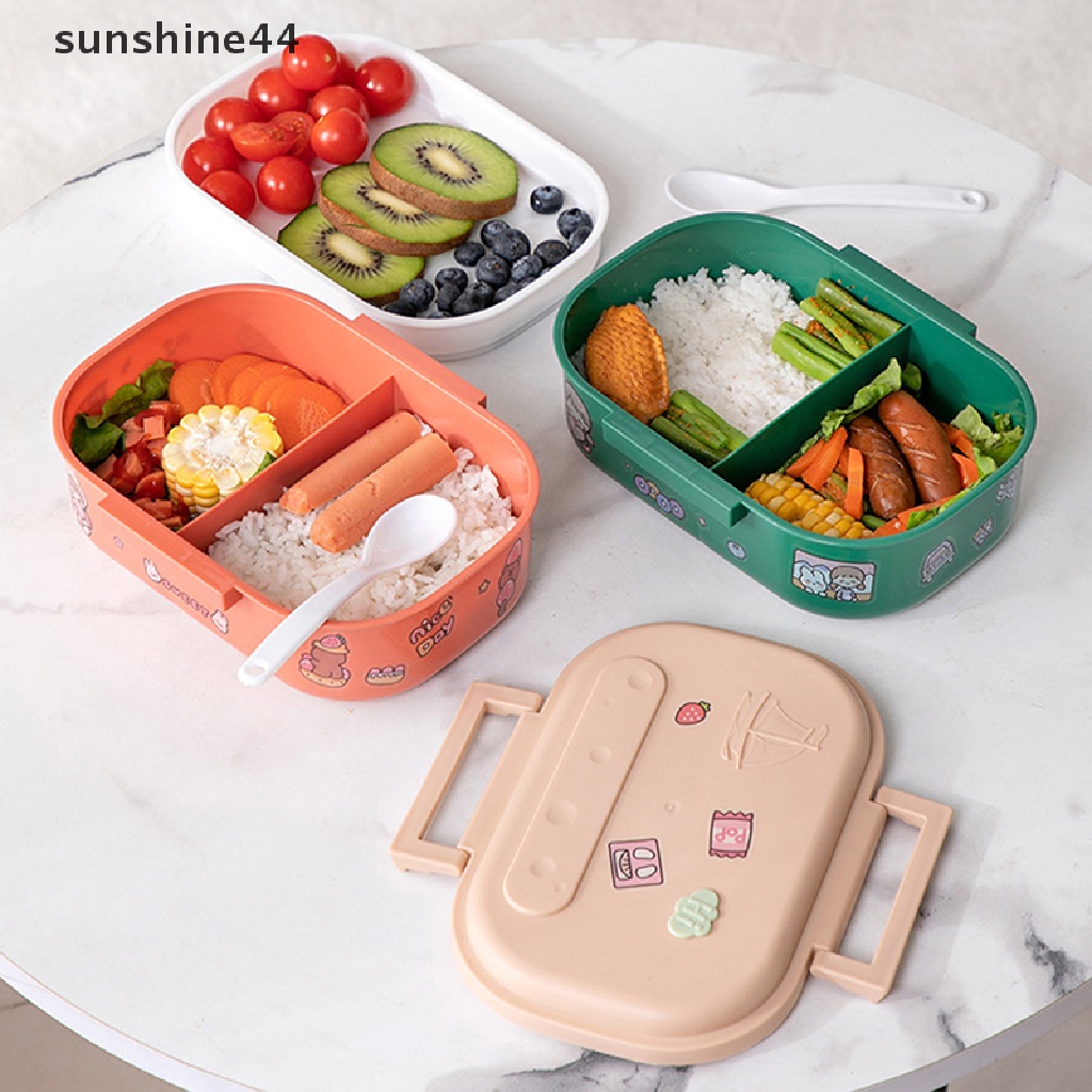 Sunshine Single Layer/Double Layer Plastic Divided Lunch Box Student Office Worker Lunch .