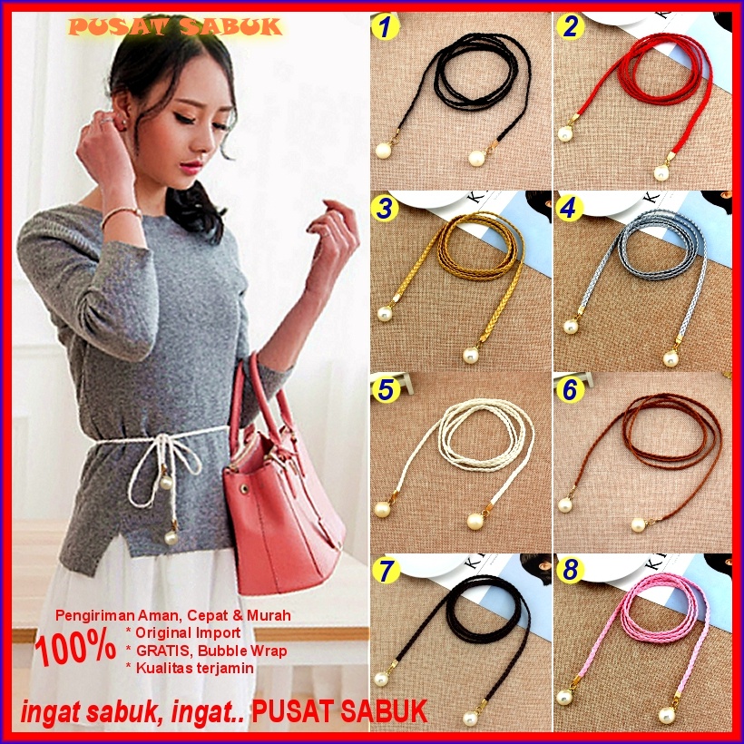 Gesper Belt Tali Ikat Pinggang Kepang Kecil Wanita Sabuk Cewek Women Fashion Gasper Kekinian Korea Aksesoris Impor Murah Praktis Modis Hitam Merah Putih Baru Ramping Waist Blet Pingang Mutiara Pesta Hias Ibu Cantik Bulat Panjang Cm Coklat Kulit Mini Polos