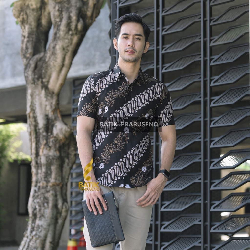 PARAN PUSTAKA Batik PRABUSENO Original 100% Katun Asli Pria Lengan Pendek Printing Kemeja Formal Kan