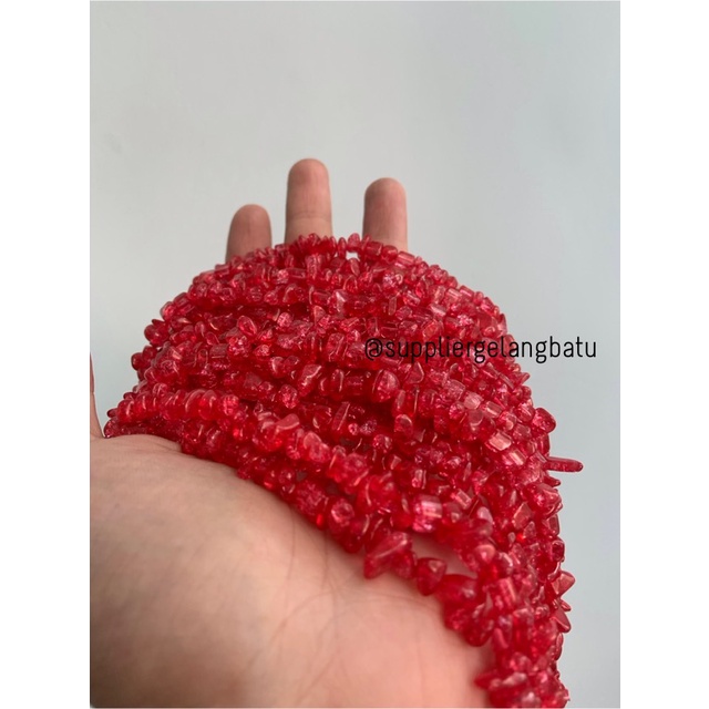 kerikil Batu RED QUARTZ kuarsa merah cabe 1cm kilap renteng aksesoris