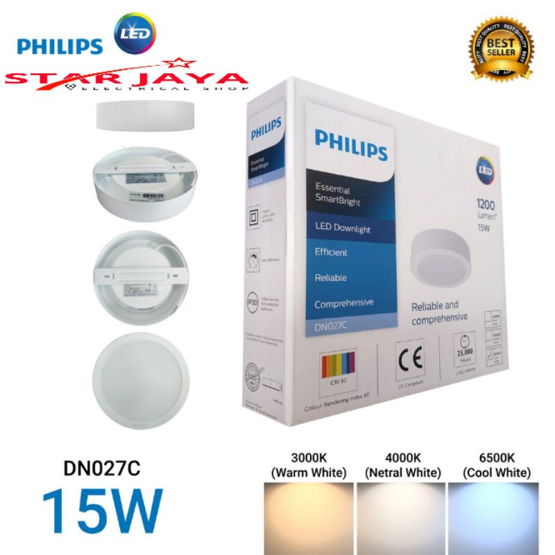 Philips Lampu Downlight LED Outbow (OB) 15 Watt DN027C D175 Body Besi dan 11 Watt DN027C Body Besi