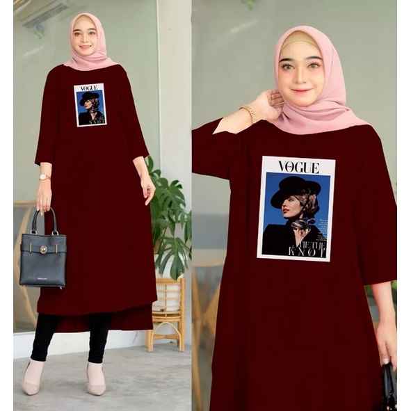 LONG TUNIK TERBARU BASIC / MIDI DRESS JUMBO BABYTERRY VAQUE