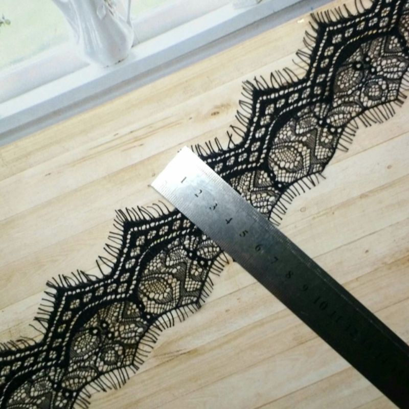 PER 3 METER RENDA PARIS WARNA HITAM LEBAR 6 CM