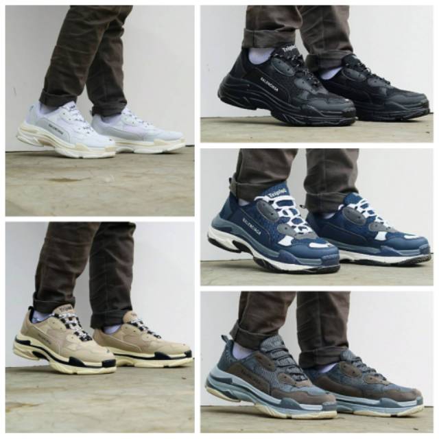 Sepatu Balenciaga Triple S Black/White/Grey High Quality