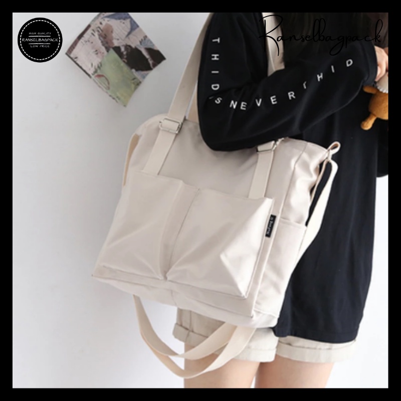 Tas Tote Bag Bahu Selempang Shoulder Terbaru Bagus Murah Kekinian Korea Import  Lokal Original Fashion Lokal Multifungsi Stylish Favorit Remaja Dewasa Sekolah Kuliah Kerja  Traveling Perempuan Wanita Cewek