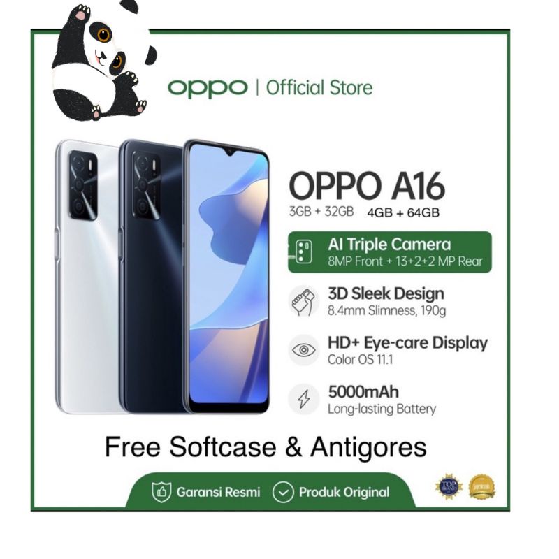 Oppo Smartphone A16 3/32 4/64 garansi resmi