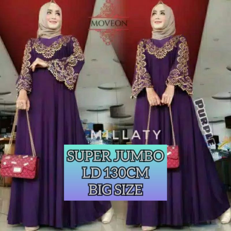 Super Jumbo Ld 130 cm Millaty Maxy Dress Wanita//Gamis Muslim Syari//Gamis Jersey Couple Seragaman//