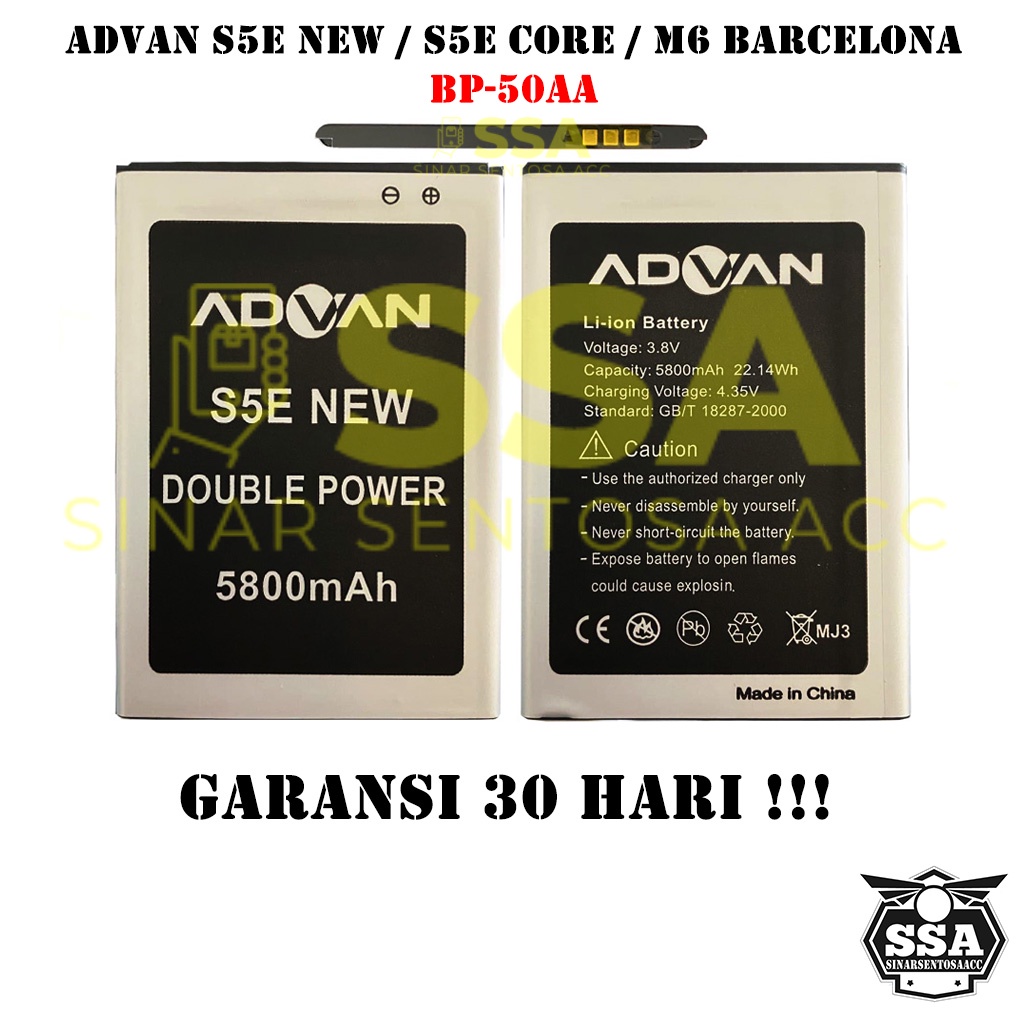 Baterai Original Advan S5E New S5e Core M6 Barcelona BP-50AA BP50AA OEM Batre Batrai Batrei Battery S 4P S 4F S 4X A 4 Ori HP Batu Batere Garansi Murah Awet