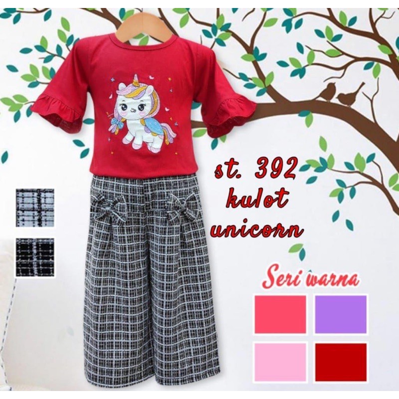 TAROKO Setelan Anak Perempuan Celana Kulot 2-7 Tahun/COD Setelan Baju Anak/Pakaian Anak perempuan