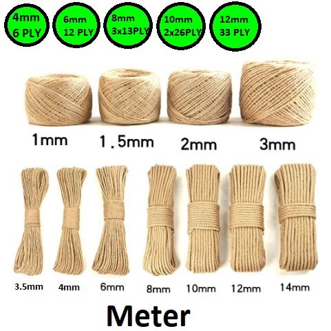 Tali Goni | Tali Tambang | Tali Garukan Kucing | Hemp Rope Uk.4-12mm Harga/Meter