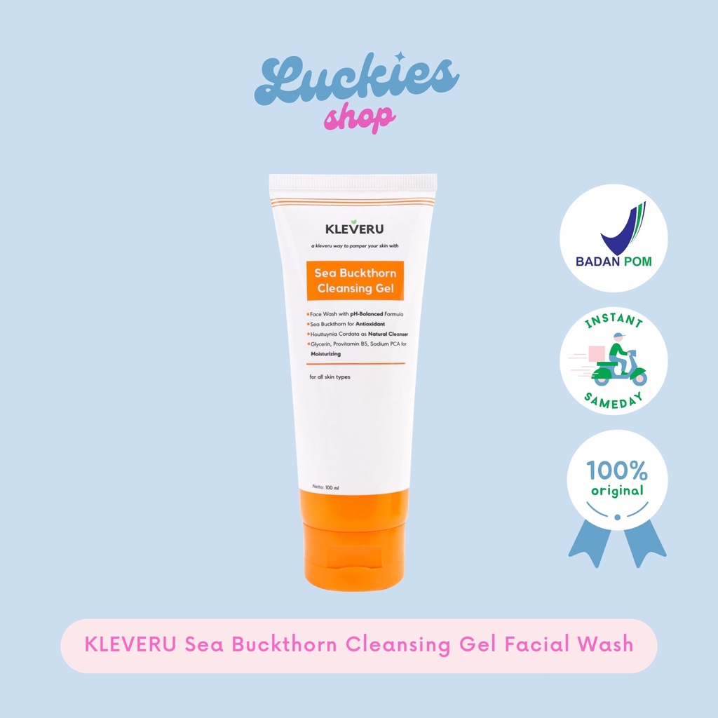 BPOM KLEVERU Sea Buckthorn Cleansing Gel Facial Wash Sabun Cuci Muka Kleveru Sabun Wajah 100ml Ori