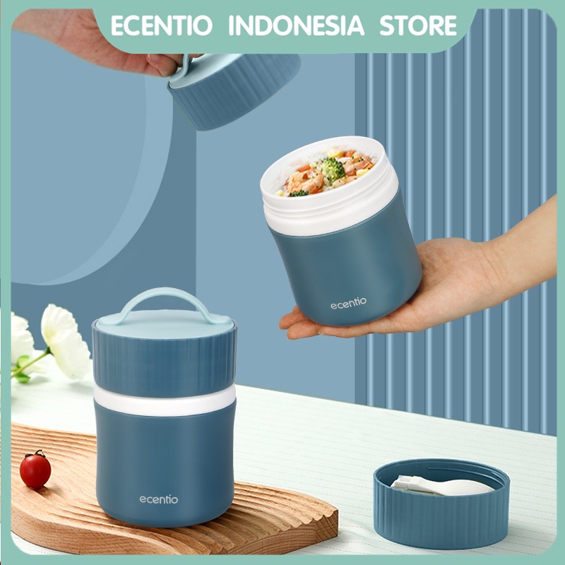 ecentio cangkir sup anti tumpah free sendok 480ml wadah sup portable mug mangkuk sup soup cup tahan panas BPA free