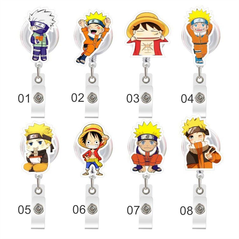 Mxbeauty Retractable Badge Reel Cute Anime Name Tag Luffy Naruto Card Holder Penahan Kartu Nama